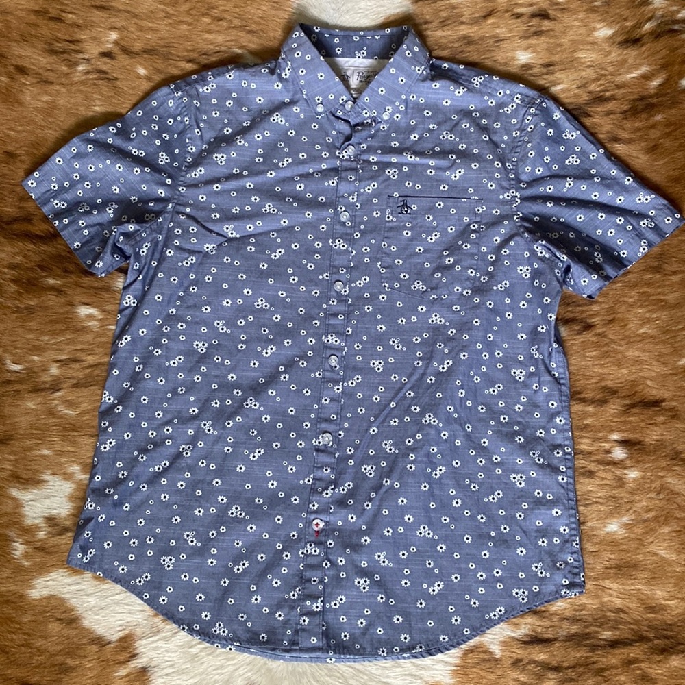 PENGUIN FLORAL SHORT SLEEVE BUTTON UP